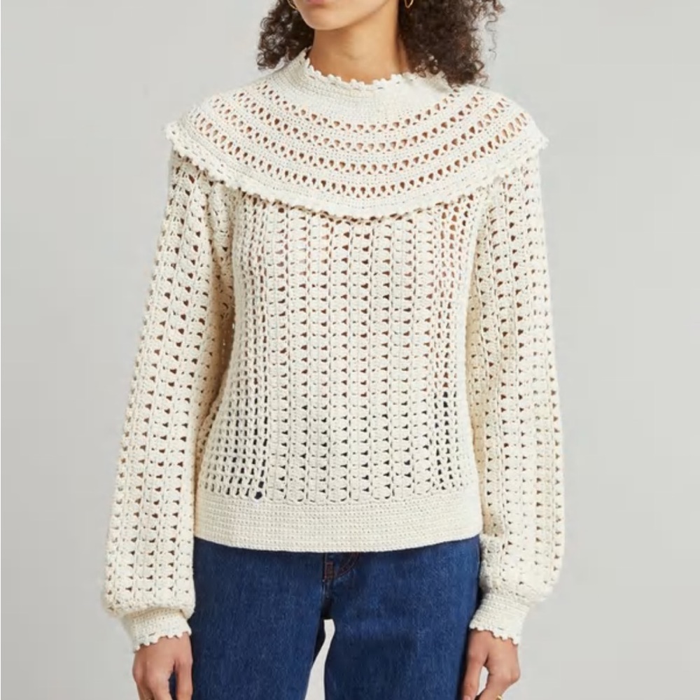 Rixo Silvia Frill Crochet Top